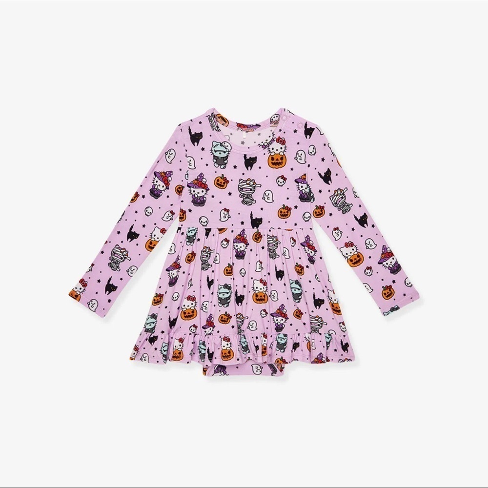 Posh peanut hello kitty monsters ruffled bodysuit dress 6-12m NIB